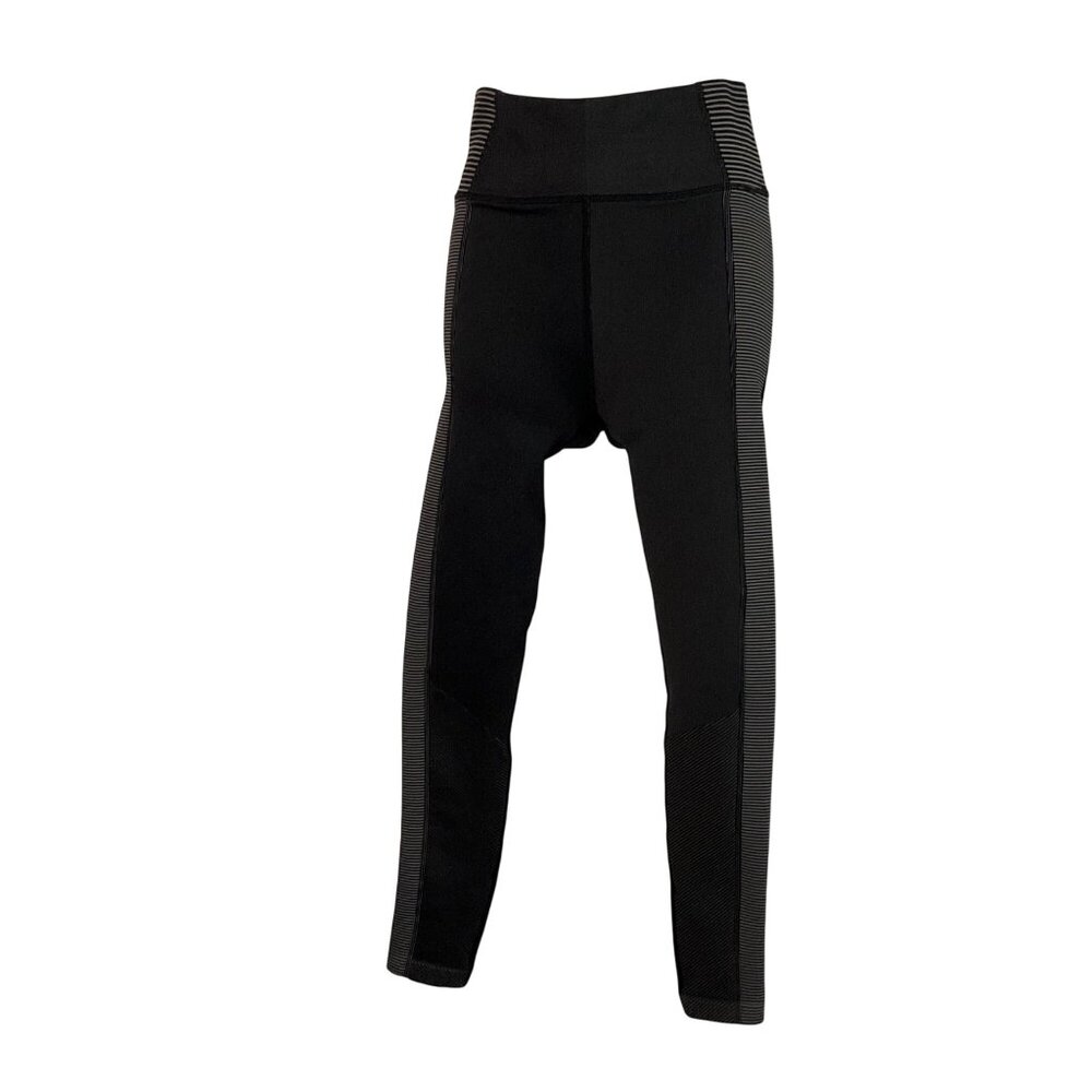 Offline By Aerie Womens High-Waisted Leggings S Black Striped Stretch Activewear